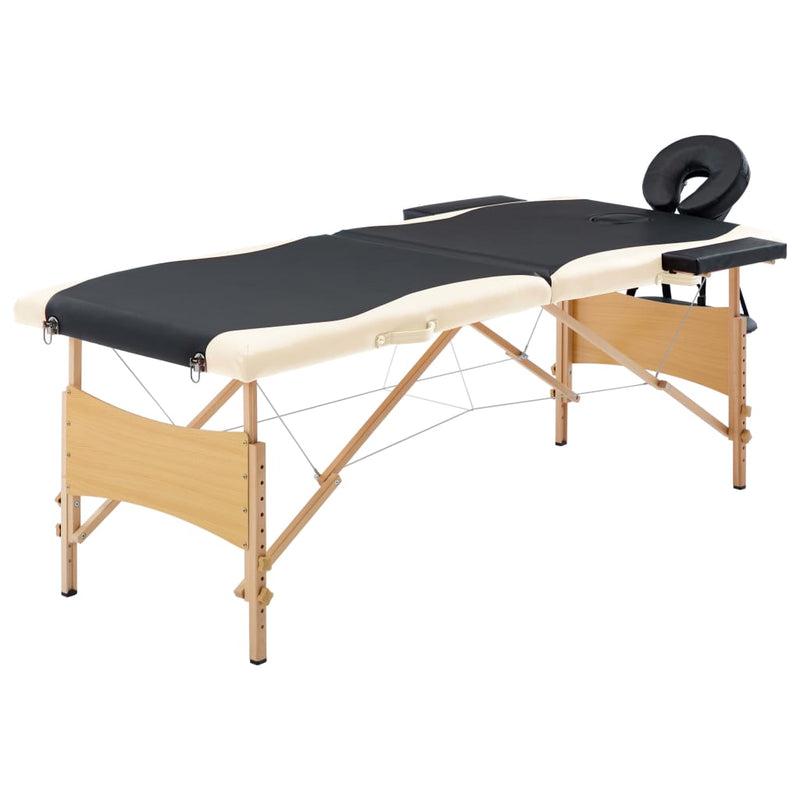 Load image into Gallery viewer, Vidaxl massagetafel inklapbaar 2 zones hout zwart en beige
