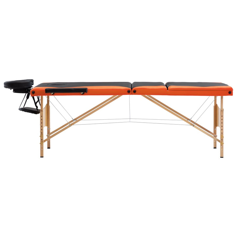 Load image into Gallery viewer, VidaXL Massagetafel inklapbaar 3 zones hout zwart en oranje

