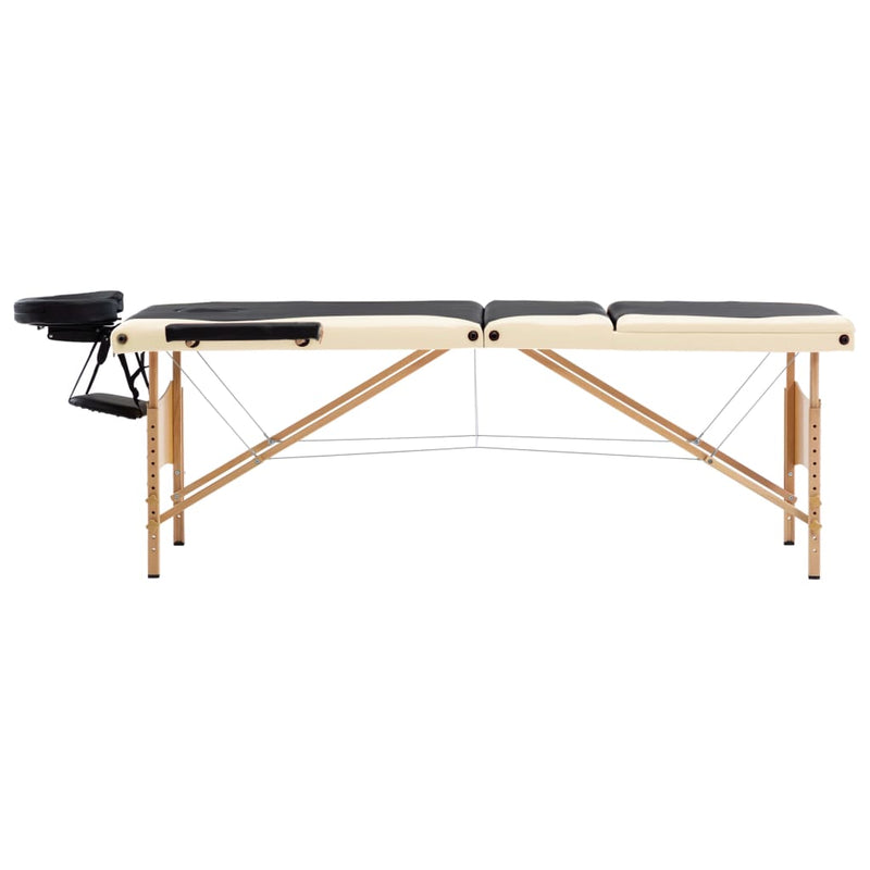 Load image into Gallery viewer, Vidaxl massagetafel inklapbaar 3 zones hout zwart en beige
