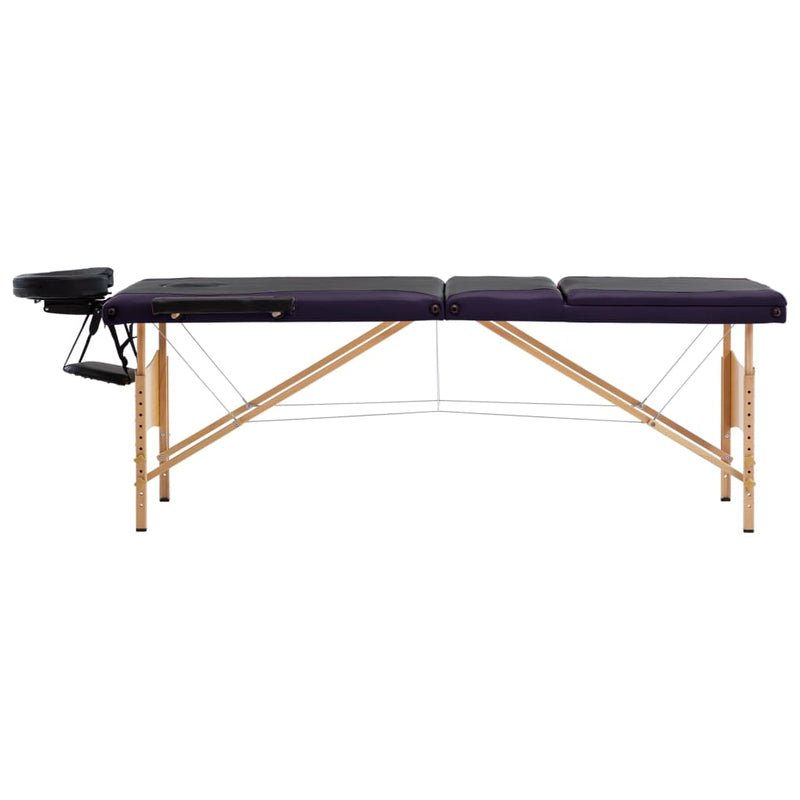 Load image into Gallery viewer, Vidaxl massagetafel inklapbaar 3 zones hout zwart en paars
