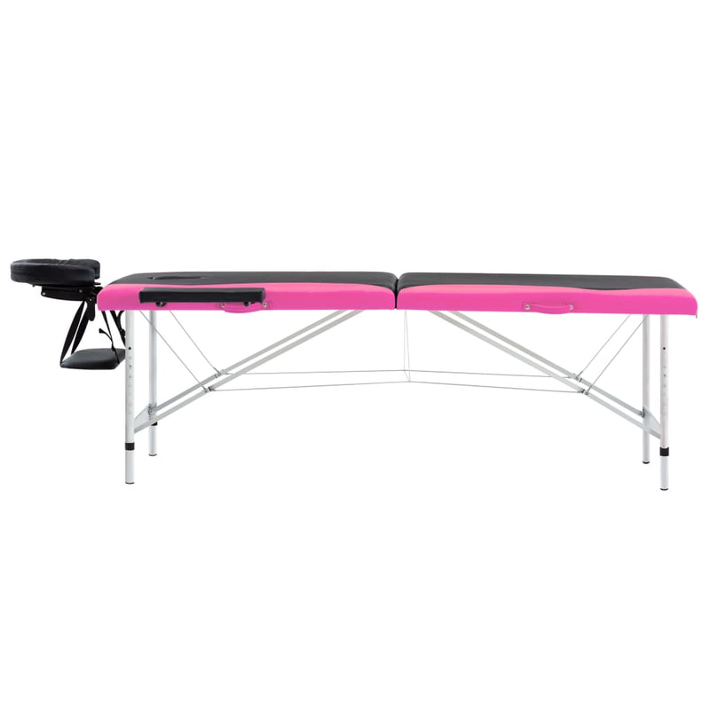 Load image into Gallery viewer, Vidaxl massagetafel inklapbaar 2 zones aluminium zwart en roze
