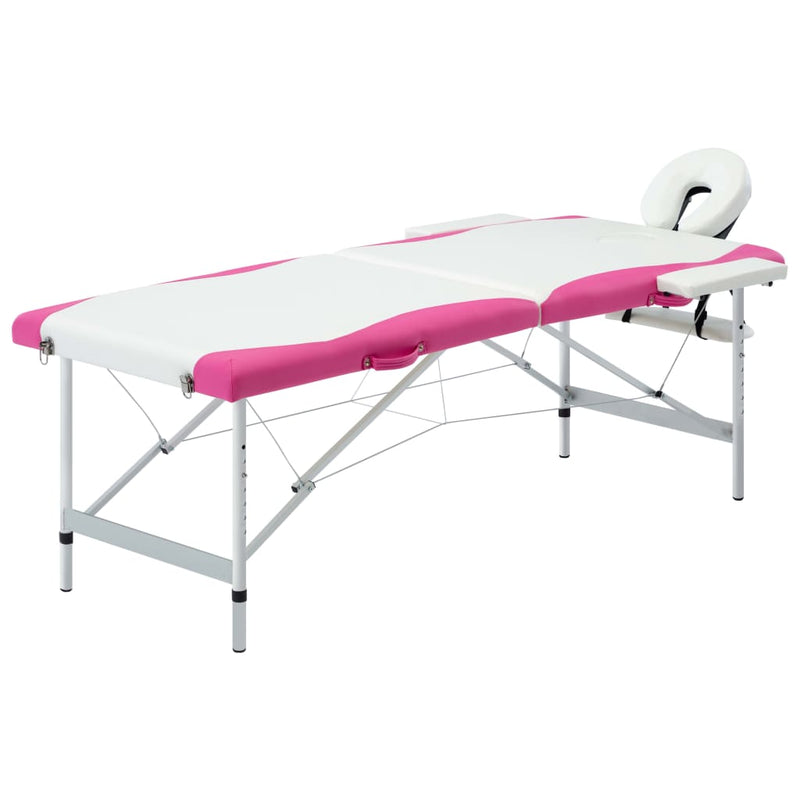 Load image into Gallery viewer, Vidaxl massagetafel inklapbaar 2 zones aluminium wit en roze
