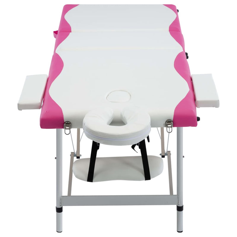 Load image into Gallery viewer, Vidaxl massagetafel inklapbaar 3 zones aluminium wit en roze
