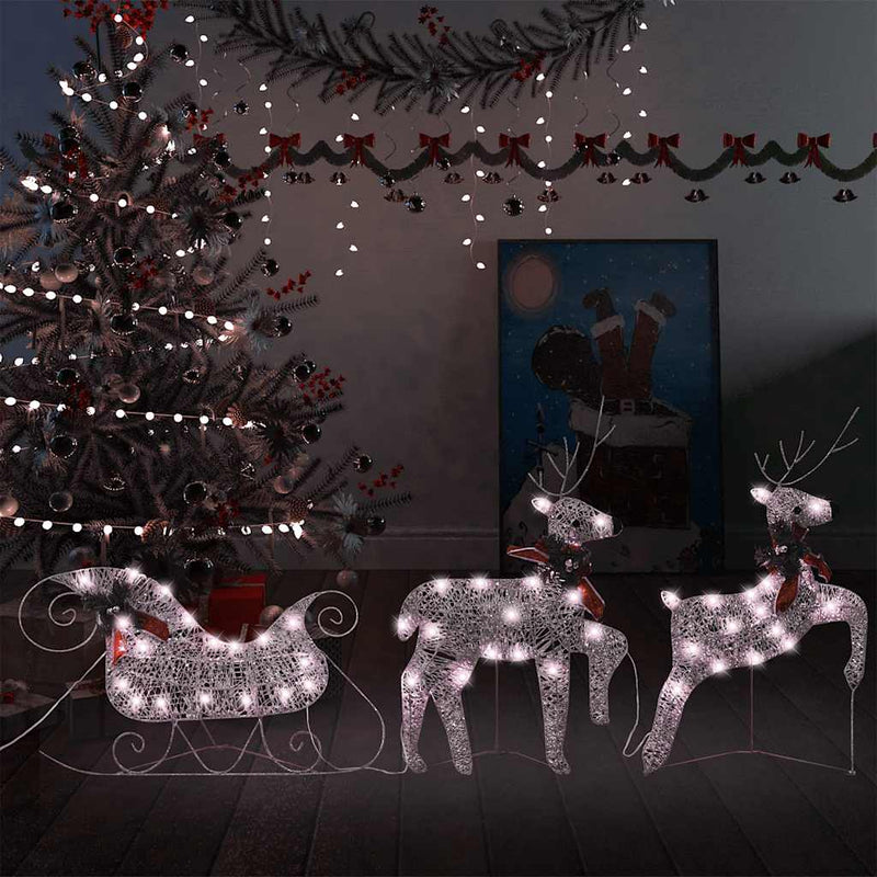 Load image into Gallery viewer, Vidaxl kerstdecoratie rendieren en slee 60 led's goudkleurig
