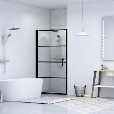 Vidaxl douchedeur 100x178 cm gehard glas zwart