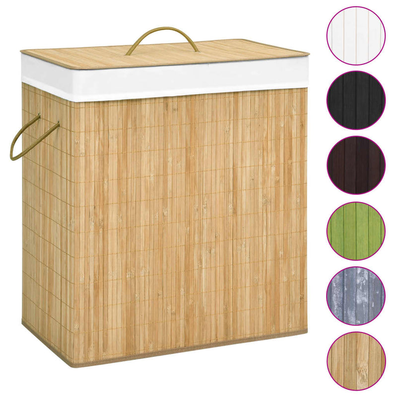 Load image into Gallery viewer, Vidaxl wasmand met 2 vakken 100 l bamboe
