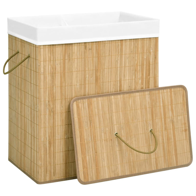 Load image into Gallery viewer, Vidaxl wasmand met 2 vakken 100 l bamboe
