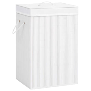 Vidaxl wasmand met 2 vakken 72 l bamboe wit