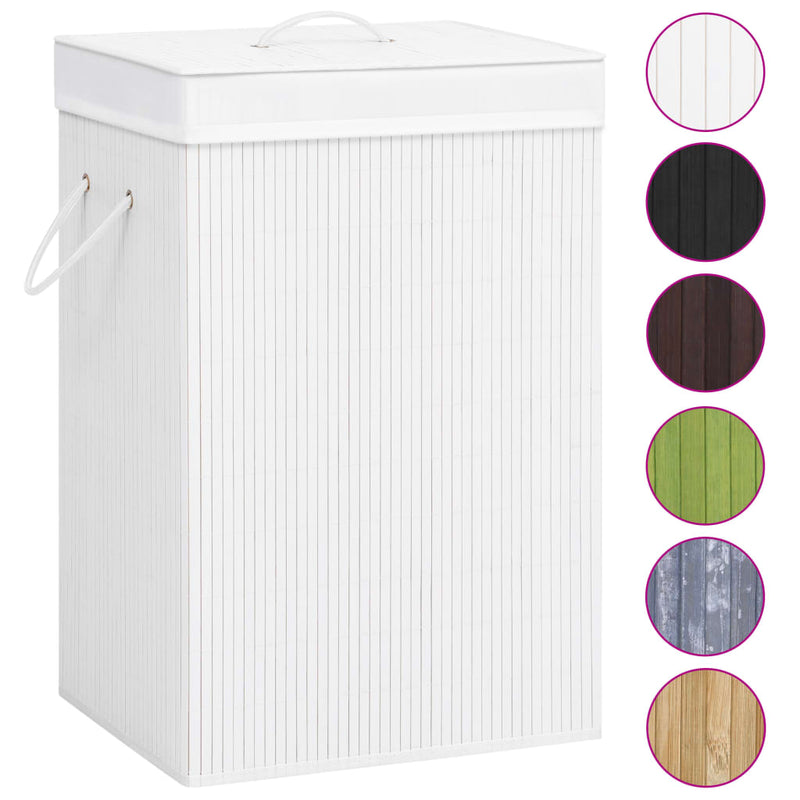 Load image into Gallery viewer, Vidaxl wasmand met 2 vakken 72 l bamboe wit
