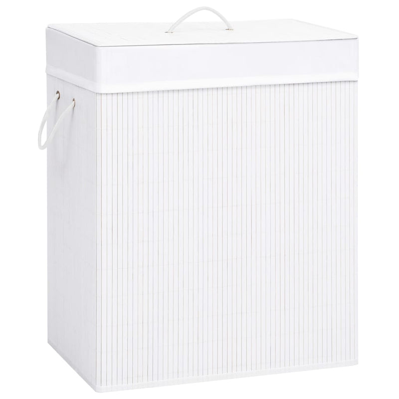 Load image into Gallery viewer, Vidaxl wasmand met 2 vakken 100 l bamboe wit
