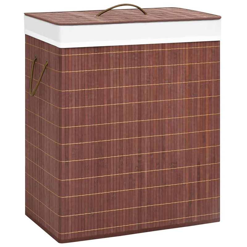 Load image into Gallery viewer, Vidaxl wasmand met 2 vakken 100 l bamboe bruin
