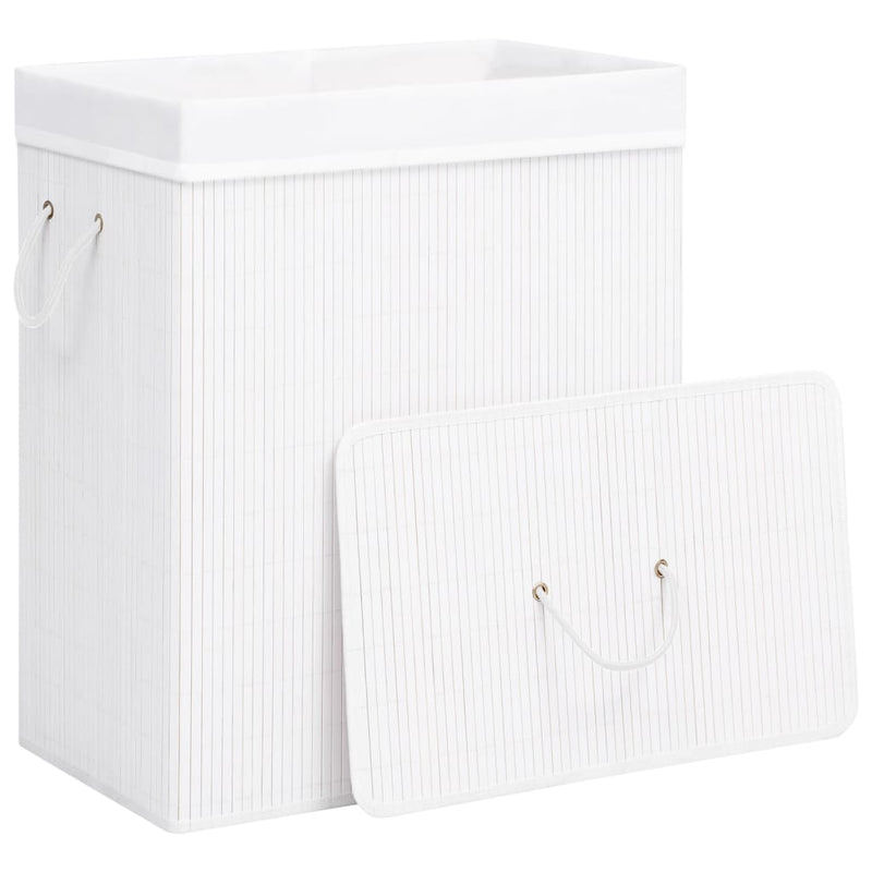 Load image into Gallery viewer, Vidaxl wasmand met 1 vak 83 l bamboe wit
