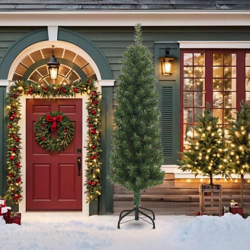 Load image into Gallery viewer, Vidaxl kunstkerstboom met standaard smal 210 cm pvc groen
