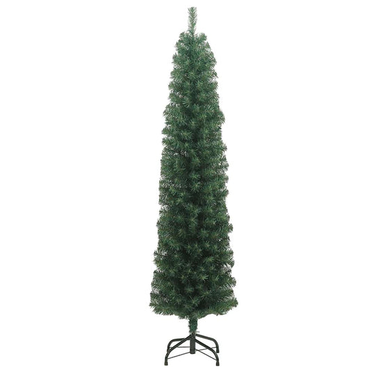 Vidaxl kunstkerstboom met standaard smal 210 cm pvc groen