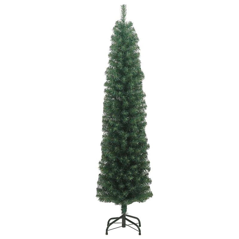 Afbeelding laden in galerijviewer, Vidaxl kunstkerstboom met standaard smal 240 cm pvc groen
