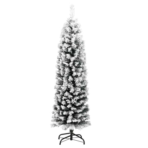 Vidaxl kunstkerstboom met sneeuw smal 150 cm pvc groen