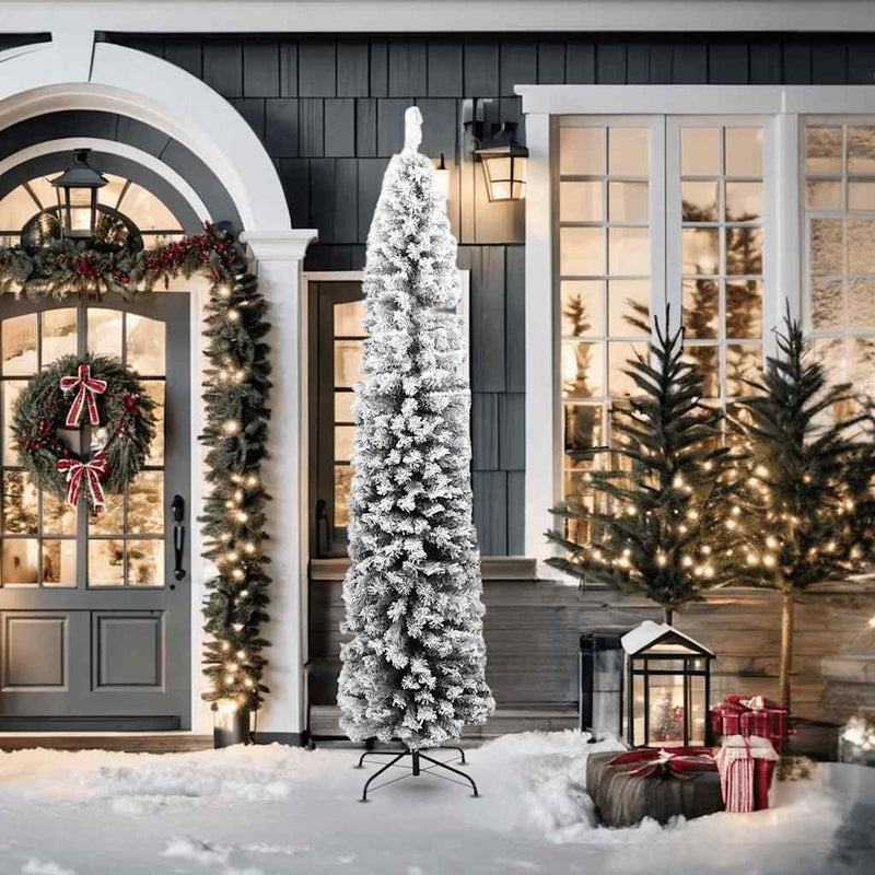 Load image into Gallery viewer, Vidaxl kunstkerstboom met sneeuw smal 210 cm pvc groen
