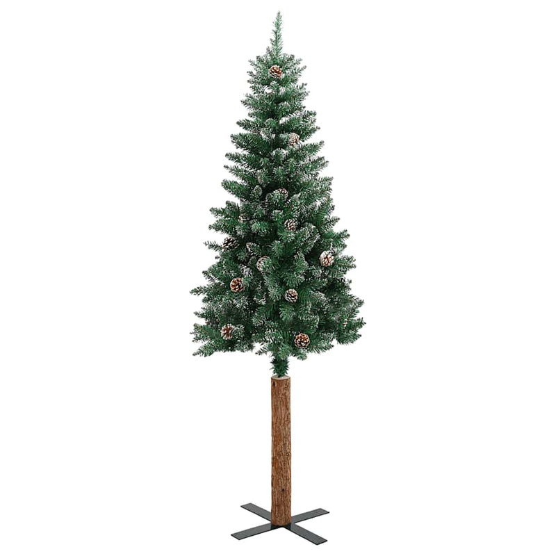 Afbeelding laden in galerijviewer, Vidaxl kerstboom met echt hout en sneeuw smal 180 cm groen
