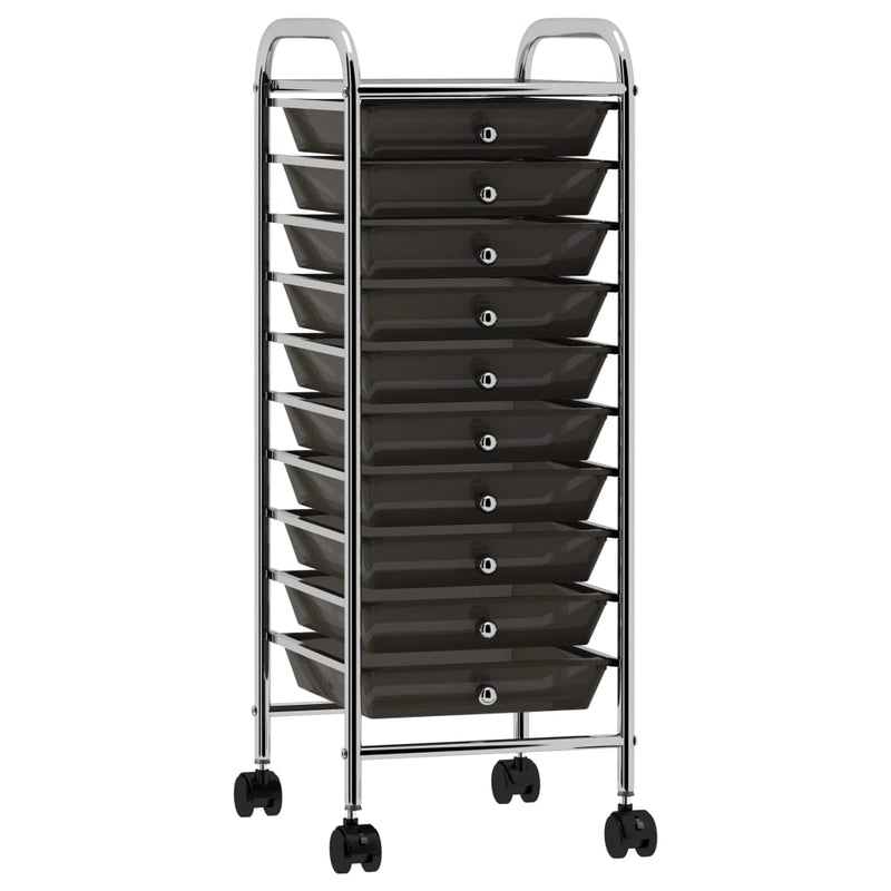 Load image into Gallery viewer, Vidaxl opbergtrolley met 10 lades mobiel kunststof zwart
