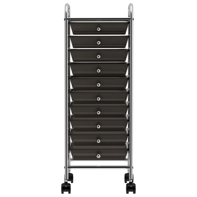 Load image into Gallery viewer, Vidaxl opbergtrolley met 10 lades mobiel kunststof zwart
