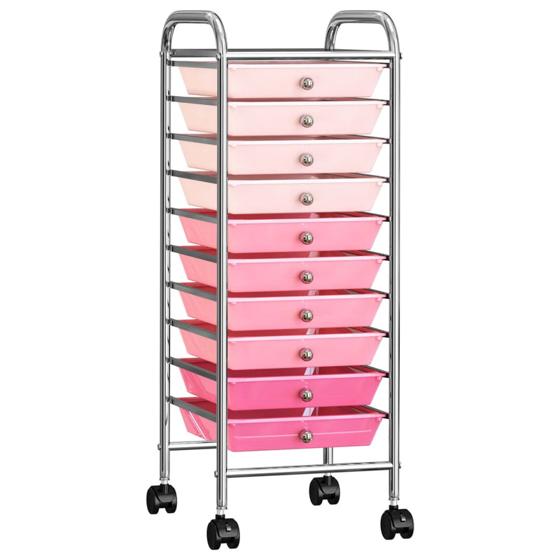 Load image into Gallery viewer, Vidaxl opbergtrolley met 10 lades mobiel kunststof ombre roze
