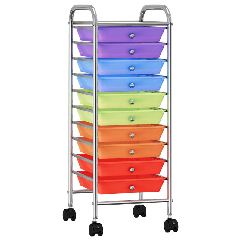 Load image into Gallery viewer, Vidaxl opbergtrolley met 10 lades mobiel kunststof meerkleurig
