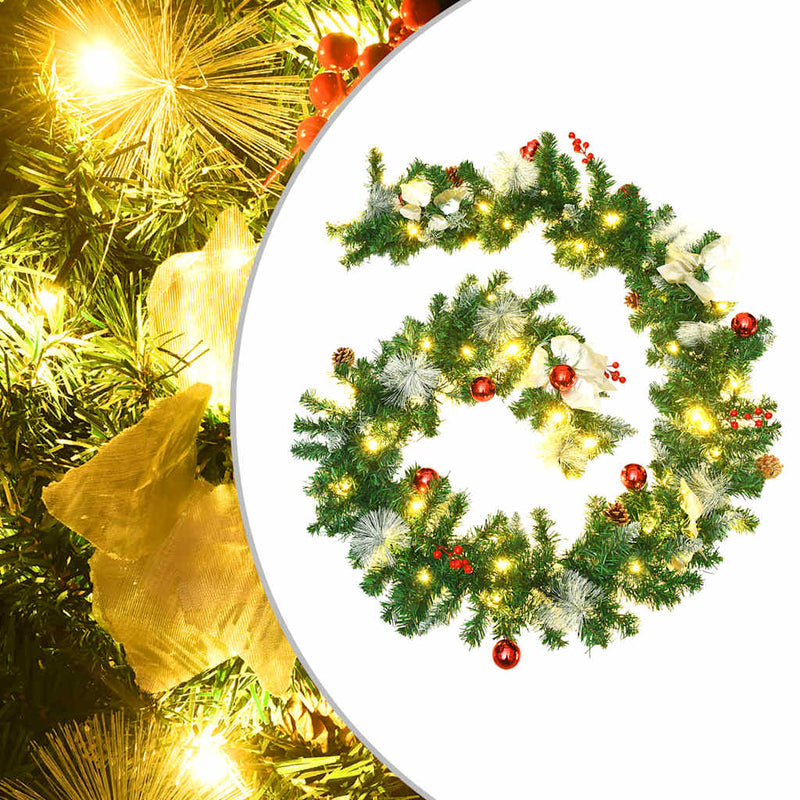 Load image into Gallery viewer, Vidaxl kerstslinger met led-lampjes 2,7 m pvc groen
