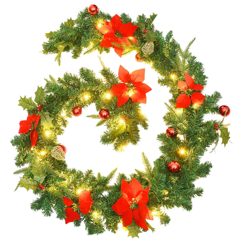 Load image into Gallery viewer, VidaXL Kerstslinger met LED-lampjes 2,7 m PVC groen
