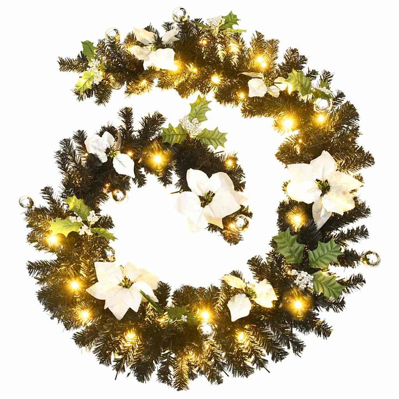 Load image into Gallery viewer, Vidaxl kerstslinger met led-lampjes 2,7 m pvc zwart
