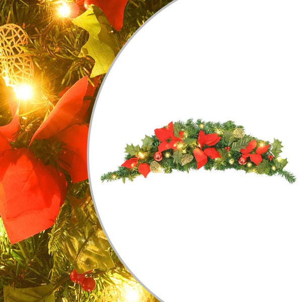 VidaXL Kerstboog met LED-lampjes 90 cm PVC groen