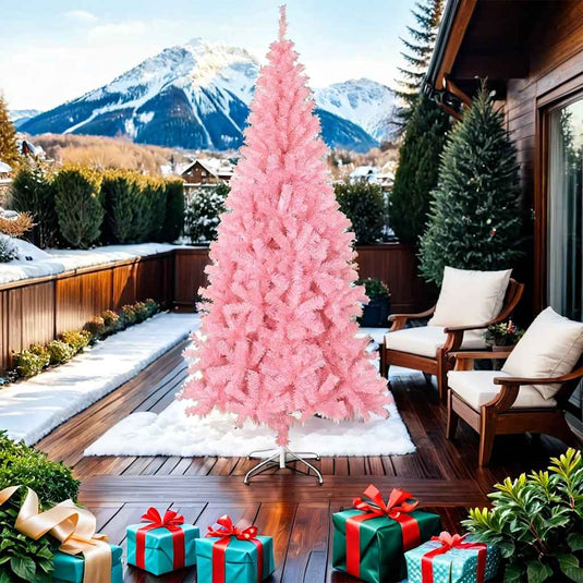 Vidaxl kunstkerstboom met standaard 210 cm pvc roze