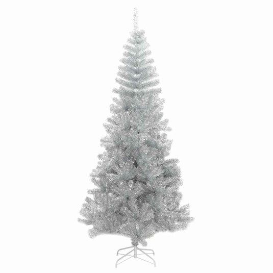 Vidaxl kunstkerstboom met standaard 210 cm pet zilverkleurig