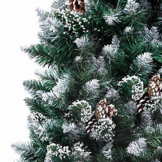 Vidaxl kunstkerstboom met dennenappels en witte sneeuw 150 cm