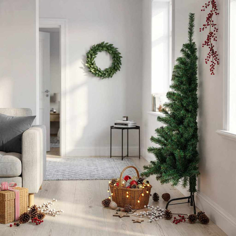 Load image into Gallery viewer, Vidaxl kunstkerstboom met standaard half 150 cm pvc groen
