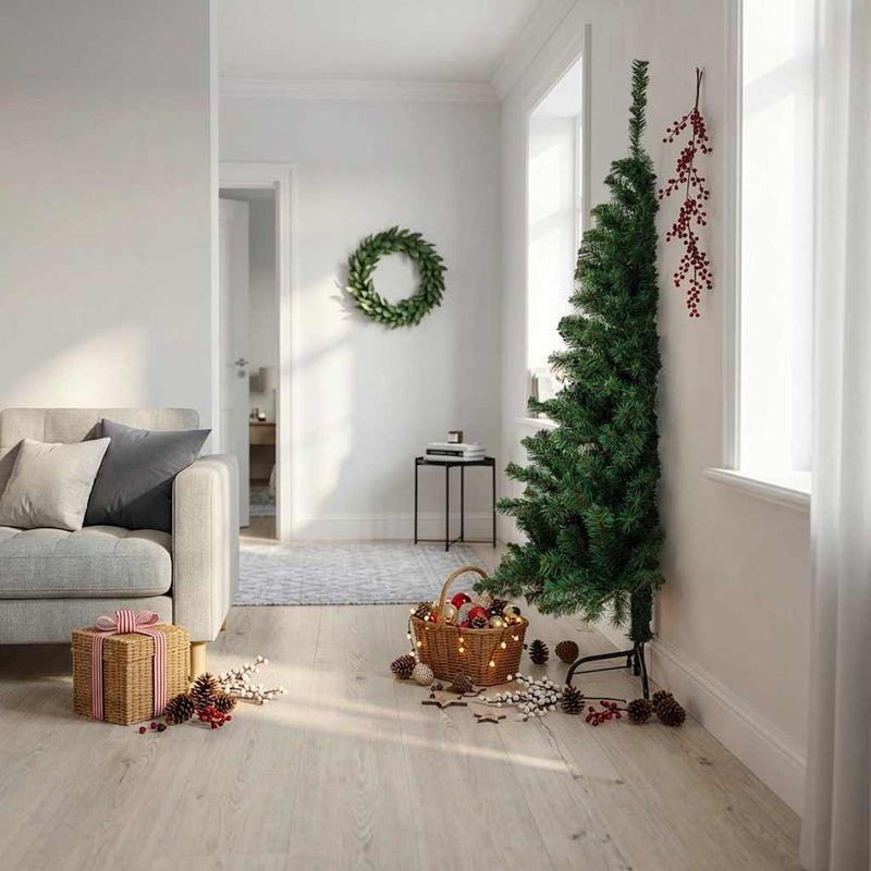 Load image into Gallery viewer, Vidaxl kunstkerstboom met standaard half 180 cm pvc groen
