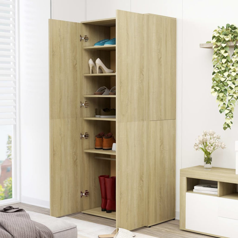 Load image into Gallery viewer, VidaXL Schoenenkast 80x39x178 cm bewerkt hout sonoma eikenkleurig
