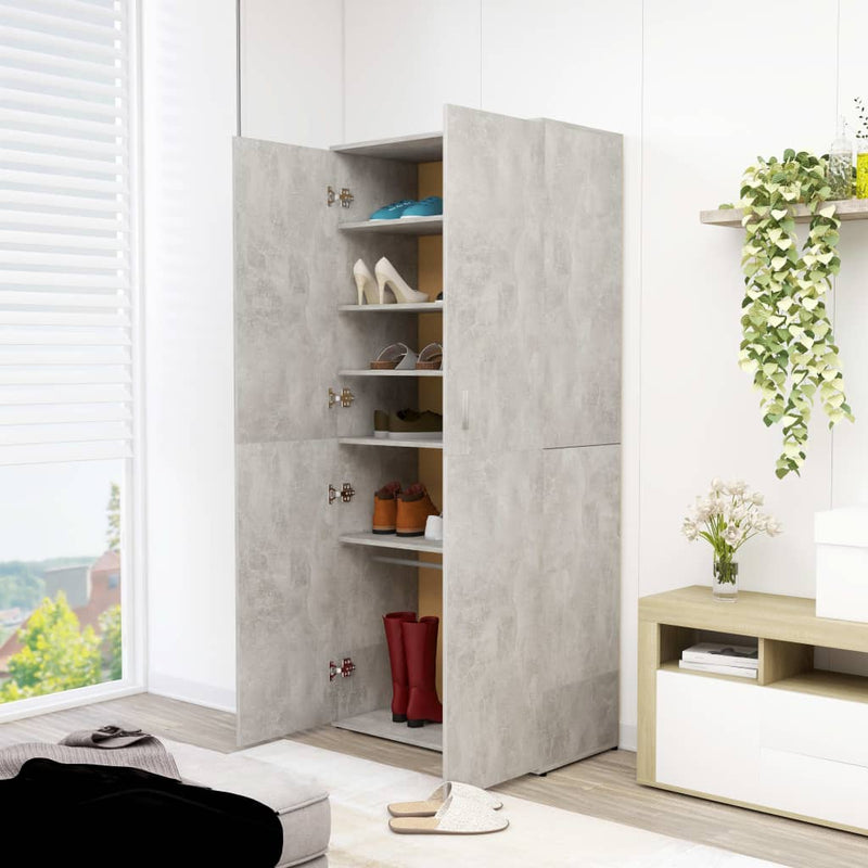 Load image into Gallery viewer, VidaXL Schoenenkast 80x39x178 cm bewerkt hout betongrijs
