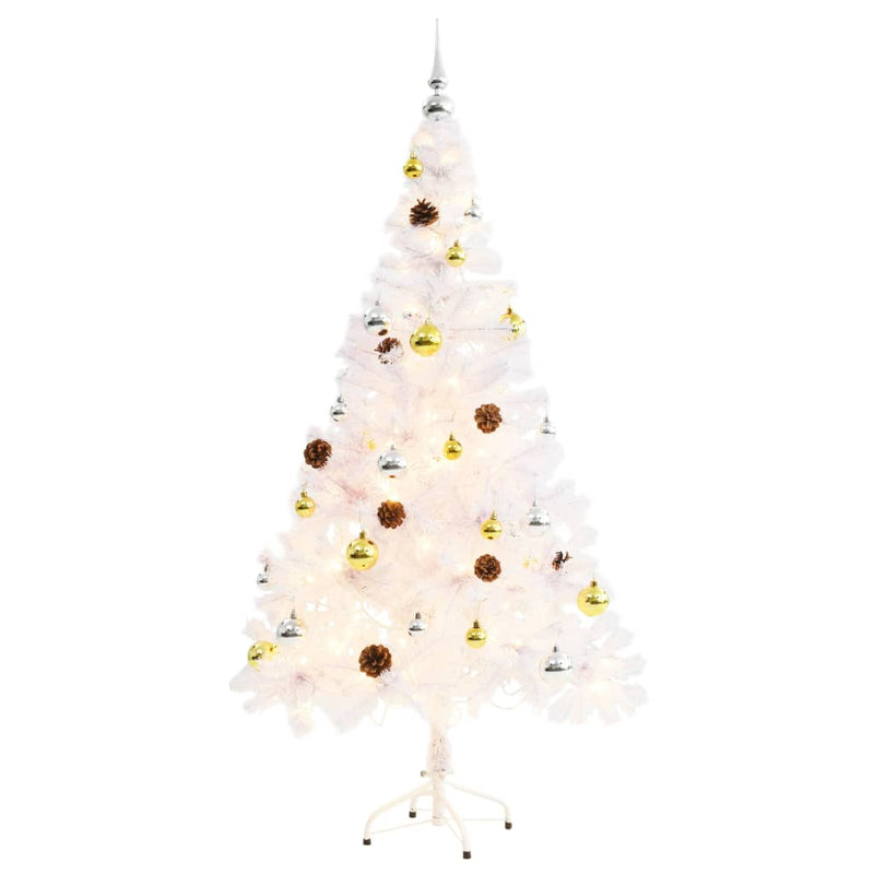 Load image into Gallery viewer, Vidaxl kunstkerstboom met verlichting en kerstballen 150 cm wit
