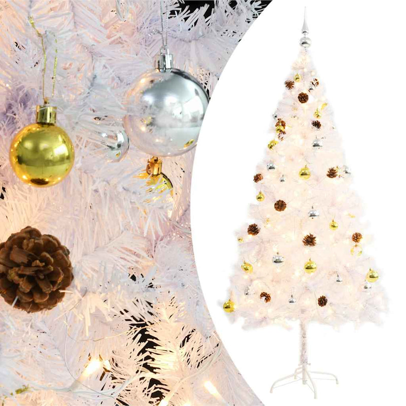 Load image into Gallery viewer, Vidaxl kunstkerstboom met verlichting en kerstballen 180 cm wit
