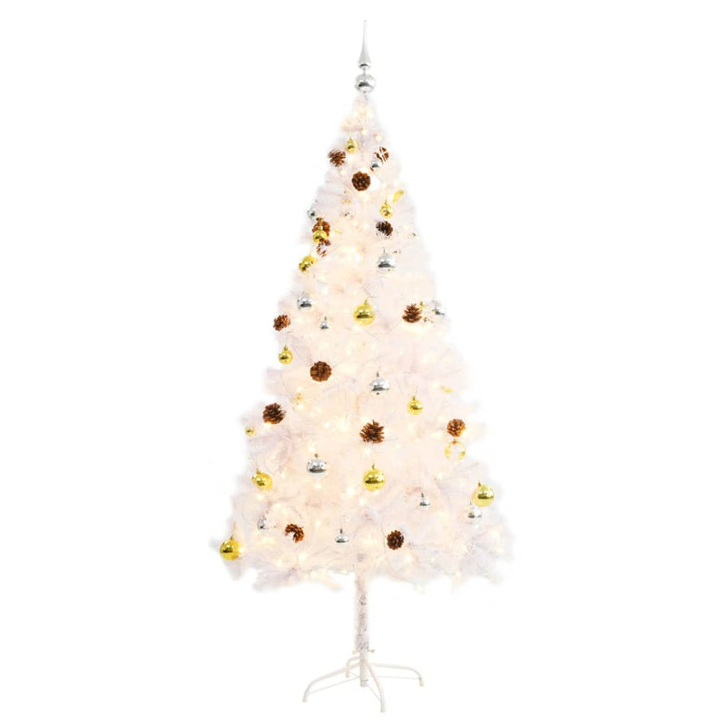 Load image into Gallery viewer, Vidaxl kunstkerstboom met verlichting en kerstballen 180 cm wit
