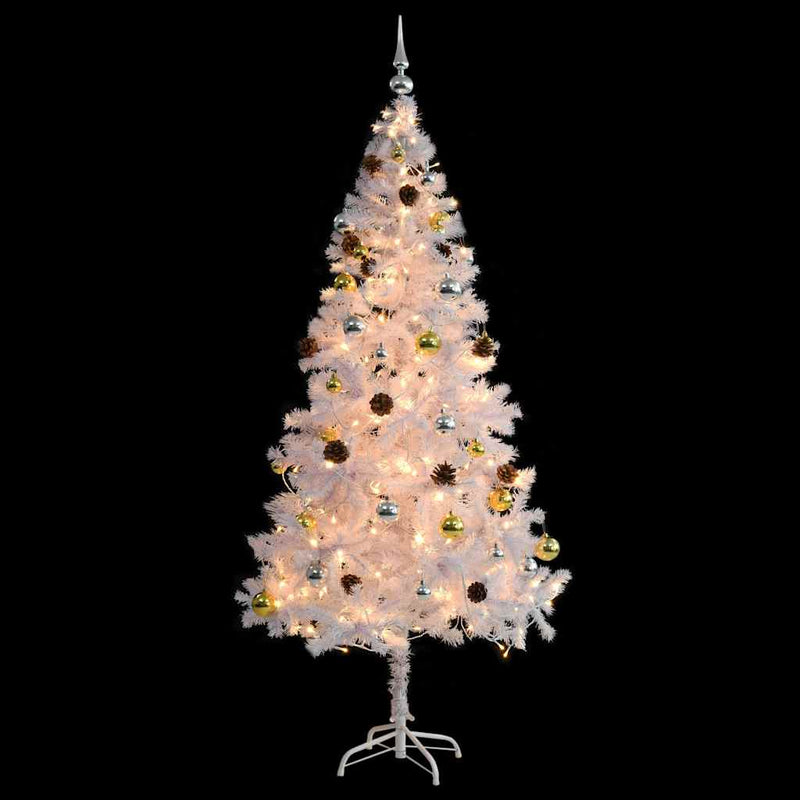 Load image into Gallery viewer, Vidaxl kunstkerstboom met verlichting en kerstballen 180 cm wit
