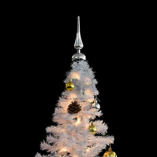 Vidaxl kunstkerstboom met verlichting en kerstballen 210 cm wit