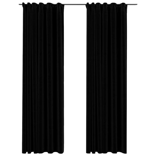 Vidaxl gordijnen linnen-look verduisterend haken 2 st 140x245 cm zwart