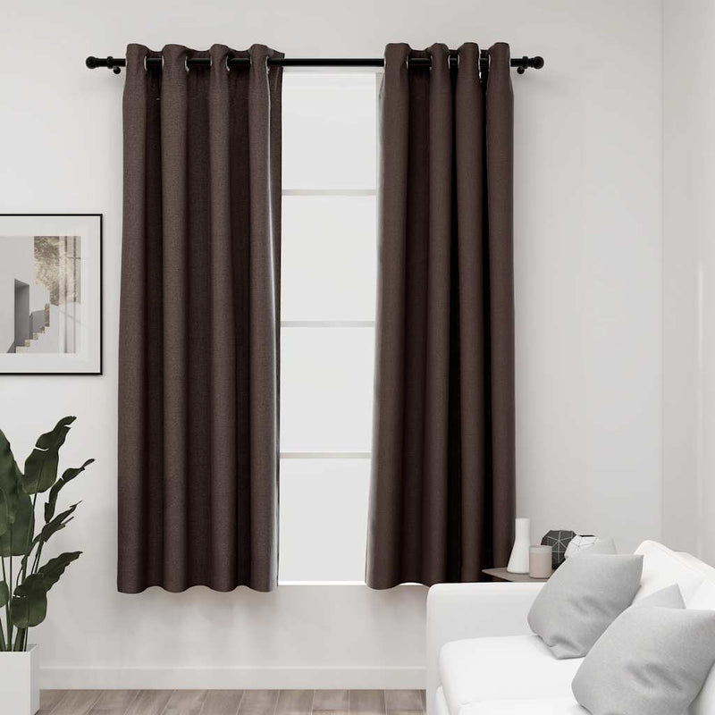 Load image into Gallery viewer, Vidaxl gordijnen linnen-look verduisterend ogen 2 st 140x175 cm taupe
