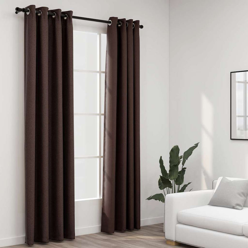 Load image into Gallery viewer, Vidaxl gordijnen linnen-look verduisterend ogen 2 st 140x245 cm taupe
