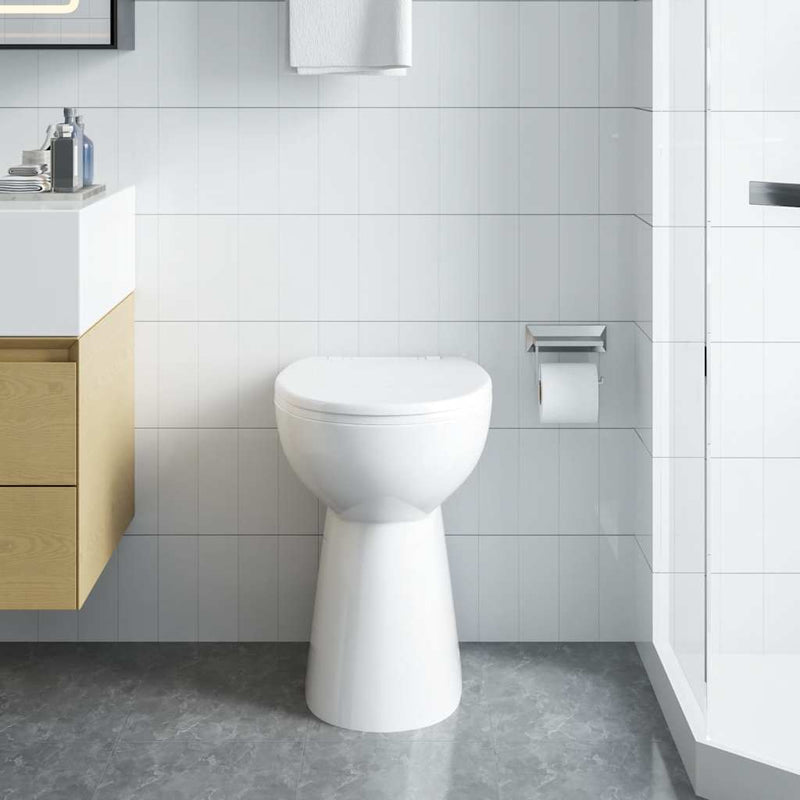 Load image into Gallery viewer, Vidaxl randloos toilet 7 cm verhoogde hoogte soft-close keramiek wit
