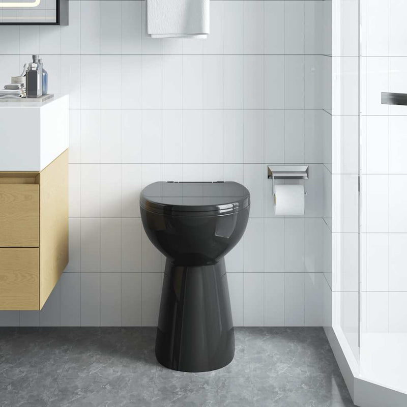 Load image into Gallery viewer, Vidaxl randloos toilet 7 cm verhoogde hoogte soft-close keramiek zwart
