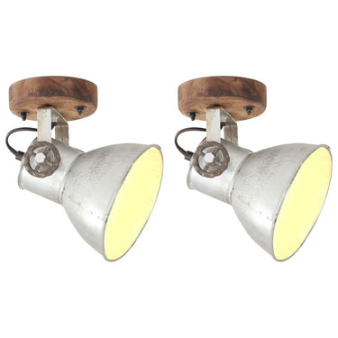 Vidaxl wand- plafondlampen industrieel 2 st e27 20x25 cm zilverkleurig