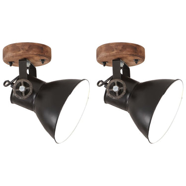 Vidaxl wand- plafondlampen industrieel 2 st e27 20x25 cm zwart