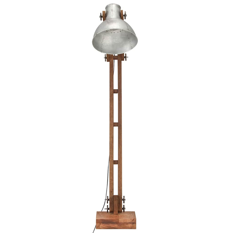 Load image into Gallery viewer, Vidaxl vloerlamp e27 massief mangohout zilverkleurig
